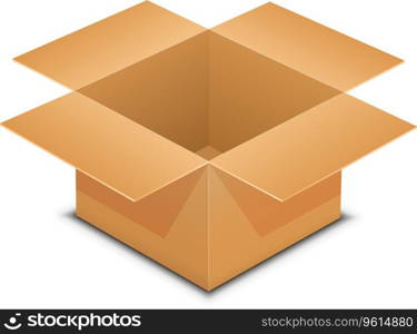 Open cardboard box on white Royalty Free Vector Image