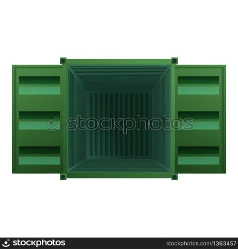 Open cargo container icon. Cartoon of open cargo container vector icon for web design isolated on white background. Open cargo container icon, cartoon style
