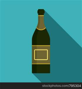 Open champagne bottle icon. Flat illustration of open champagne bottle vector icon for web design. Open champagne bottle icon, flat style