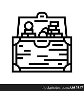 open chest line icon vector. open chest sign. isolated contour symbol black illustration. open chest line icon vector illustration