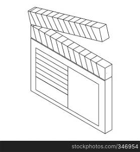 Open clapperboard icon in isometric 3d style on a white background. Open clapperboard icon, isometric 3d style