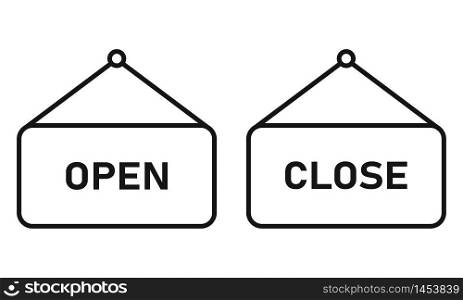 Open close vector icon sign, warning banner.