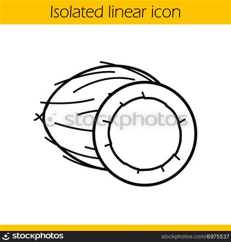 Open coconut linear icon. Thin line illustration. Contour symbol. Vector isolated outline drawing. Open coconut linear icon