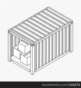 Open container with cardboard boxes icon in isometric 3d style isolated on white background. Open container with boxes icon, isometric 3d style