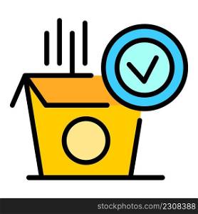 Open delivered parcel icon. Outline open delivered parcel vector icon color flat isolated. Open delivered parcel icon color outline vector
