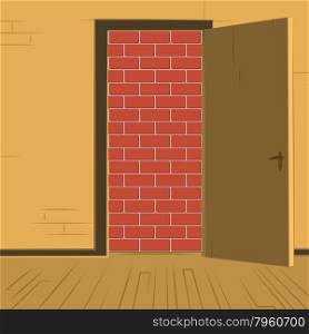 open door but bricked blocked no exit vector illustration