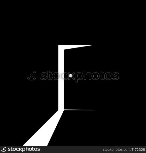 Open door icon in trendy flat style isolated on black background