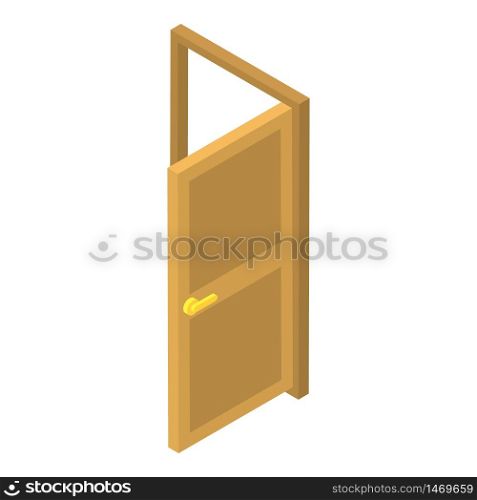 Open door icon. Isometric of open door vector icon for web design isolated on white background. Open door icon, isometric style
