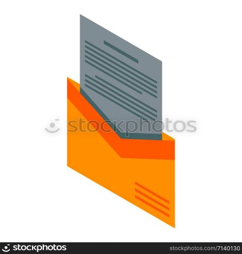 Open email icon. Isometric of open email vector icon for web design isolated on white background. Open email icon, isometric style