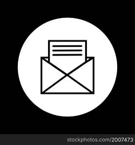 Open envelope icon. Mail notification. Black background. Communication concept. Vector illustration. Stock image. EPS 10.. Open envelope icon. Mail notification. Black background. Communication concept. Vector illustration. Stock image.