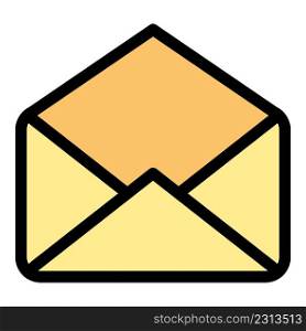 Open envelope icon. Outline open envelope vector icon color flat isolated. Open envelope icon color outline vector