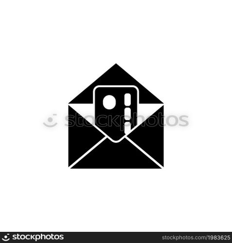 Open Envelope with Banking Credit Card. Flat Vector Icon illustration. Simple black symbol on white background. Open Envelope and Banking Credit Card sign design template for web and mobile UI element. Open Envelope with Credit Card Flat Vector Icon