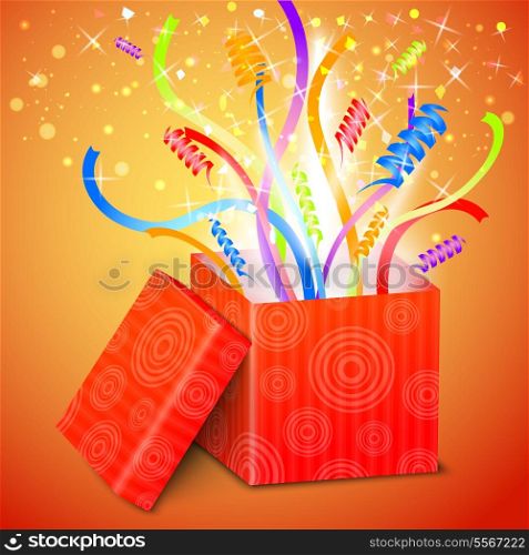Open gift box with surprise vector illustration