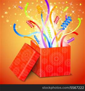 Open gift box with surprise vector illustration
