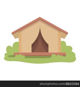 Open glamping tent icon cartoon vector. Camping house. Forest travel. Open glamping tent icon cartoon vector. Camping house