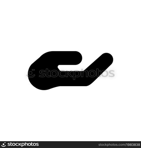 Open Hand, Handout, Gesture Arm. Flat Vector Icon illustration. Simple black symbol on white background. Open Hand, Handout, Gesture Arm sign design template for web and mobile UI element. Open Hand, Handout, Gesture Arm Flat Vector Icon
