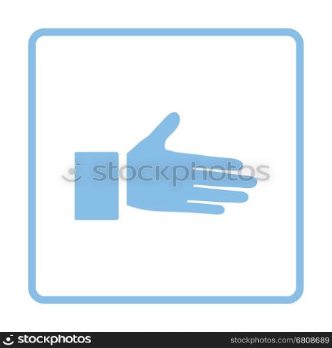 Open hend icon. Blue frame design. Vector illustration.