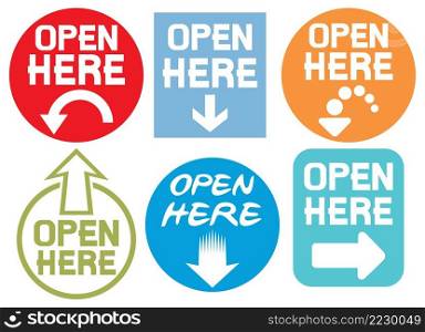 Open here stickers