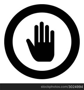 Open human hand black icon in circle vector illustration isolated