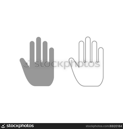 Open human hand icon. Grey set .. Open human hand icon. It is grey set .