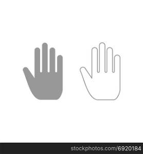 Open human hand icon. Grey set .. Open human hand icon. It is grey set .