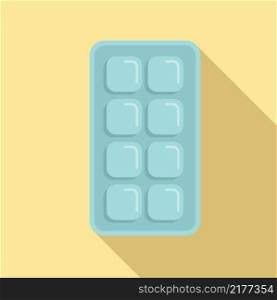 Open ice cube tray icon flat vector. Water container. Kitchen ice. Open ice cube tray icon flat vector. Water container
