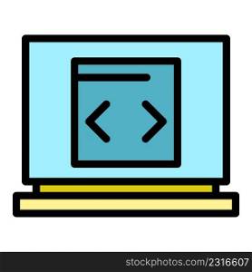 Open laptop icon. Outline open laptop vector icon color flat isolated. Open laptop icon color outline vector