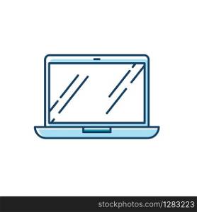 Open laptop RGB color icon. Portable computer. Compact electronic gadget. Netbook, notebook, ultrabook. Mobile device. Digital technology. Isolated vector illustration