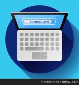 Open Laptop Top View Vector Flat Icon Office PC. Open Laptop Top View Vector Flat Icon