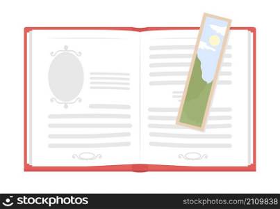 Open literature book semi flat color vector object. Biology class material. Realistic item on white. Lifestyle isolated modern cartoon style illustration for graphic design and animation. Open literature book semi flat color vector object