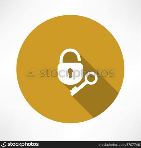 open lock with a key icon Flat modern style vector illustration