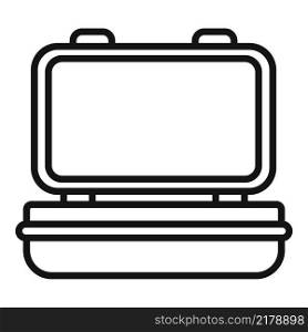 Open lunch box icon outline vector. Healthy food. School meal. Open lunch box icon outline vector. Healthy food