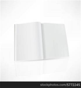 Open magazine double-page spread with blank pages.