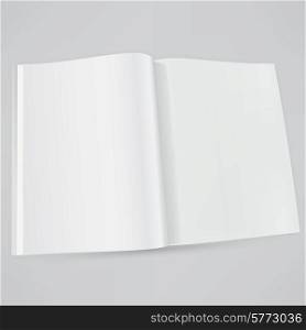 Open magazine double-page spread with blank pages