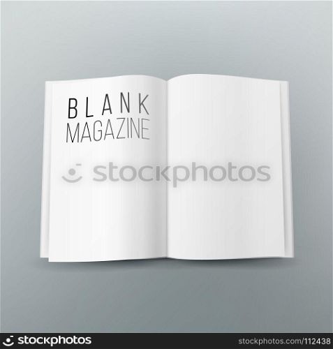 Open Magazine Spread Blank Vector. 3d Realistic Template. Empty Paper Mock Up For Design.. Open Magazine Spread Blank Vector. 3d Realistic Template. Empty Paper Mock Up