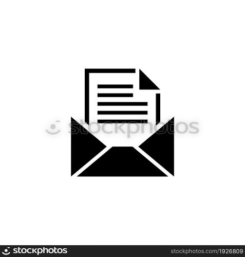 Open Mail Envelope. Flat Vector Icon illustration. Simple black symbol on white background. Open Mail Envelope sign design template for web and mobile UI element. Open Mail Envelope Flat Vector Icon