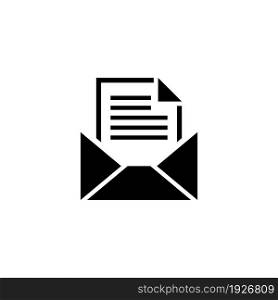 Open Mail Envelope. Flat Vector Icon illustration. Simple black symbol on white background. Open Mail Envelope sign design template for web and mobile UI element. Open Mail Envelope Flat Vector Icon