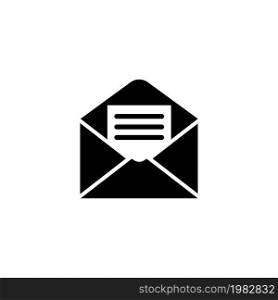Open Mail. Flat Vector Icon. Simple black symbol on white background. Open Mail Flat Vector Icon