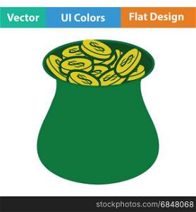Open money bag icon. Flat color design. Vector illustration.