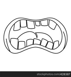 Open mouth with crooked teeth icon. Outline illustration of open mouth with crooked teeth vector icon for web. Open mouth with crooked teeth icon, outline style