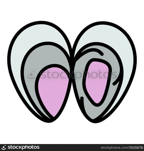 Open mussels icon. Outline open mussels vector icon color flat isolated. Open mussels icon color outline vector