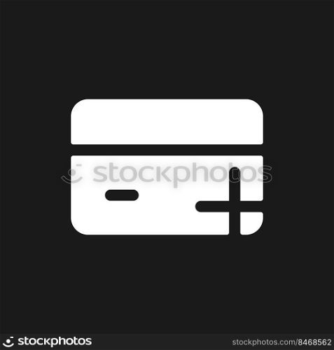 Open new bank account dark mode glyph ui icon. Electronic operations. User interface design. White silhouette symbol on black space. Solid pictogram for web, mobile. Vector isolated illustration. Open new bank account dark mode glyph ui icon