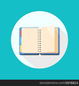 Open notebook icon on white background. Flat style