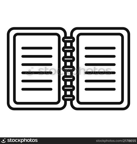 Open notepad icon outline vector. Letter text. Content desk. Open notepad icon outline vector. Letter text