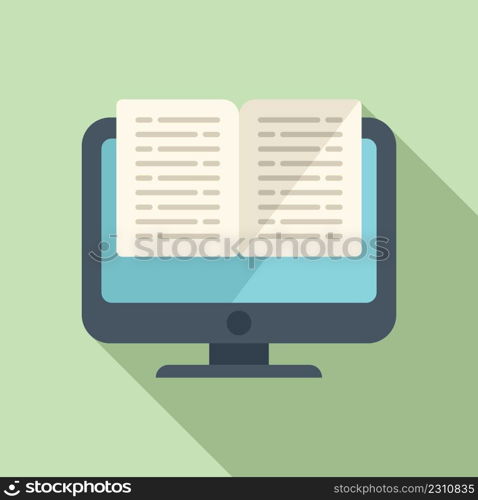 Open online book icon flat vector. Distance study. Student class. Open online book icon flat vector. Distance study