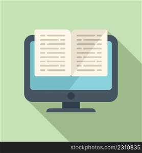 Open online book icon flat vector. Distance study. Student class. Open online book icon flat vector. Distance study