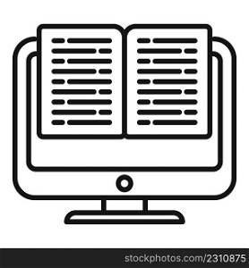 Open online book icon outline vector. Distance study. Student class. Open online book icon outline vector. Distance study