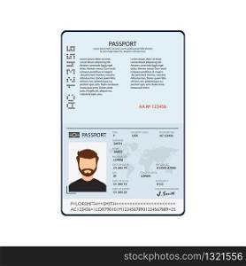 Open passport blank template vector international. Flat design style. Open passport blank template vector international. Flat design