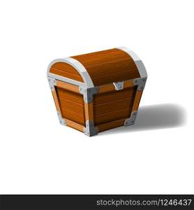 Open pirate chest. wooden box. Symbol of wealth riches. Cartoon flat vector design for gaming interface. Closed pirate chest. wooden box. Symbol of wealth riches. Cartoon flat vector design for gaming interface, vector, isolated