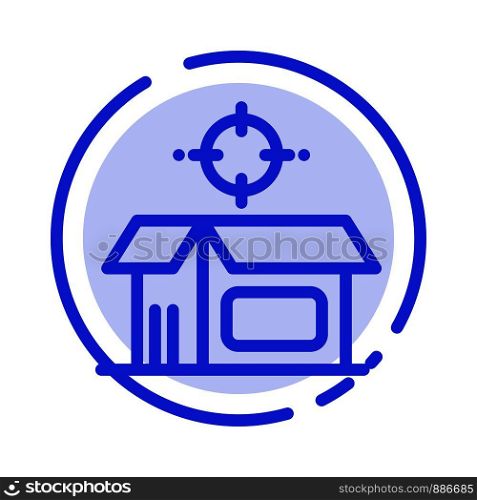 Open Product, Box, Open Box, Product Blue Dotted Line Line Icon